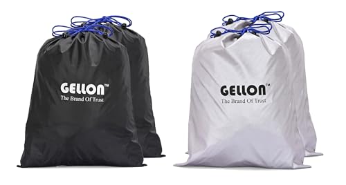 Image of Gellon 4 Pc Shoes Bag in Umbrella Cloth for Travel & Storage Travel Organizer for Women & Men Travel Accessories Shoes Cover Pouch Shoes Bag for Travel Essentials in Black & Silver Color