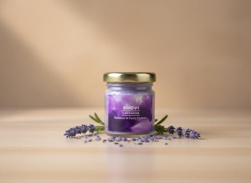 Image of Lavender Scented Candle in Glass Jar | Long-Lasting Aromatherapy Fragrance Candle for Home, Bedroom, Living Room, Yoga, Meditation & Gifting | Decorative Jar Candle