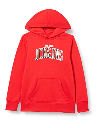 JACK&JONES JUNIOR Boy's JJCEMB Sweat Hood JNR Sweatshirt, True Red, 140 Cover