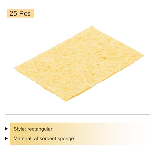Image of MECCANIXITY 25PCS Soldering Sponge 50 x 35mm Rectangle Deep Yellow Cleaning Pad Welding Tip Iron Replacement for Cleaning Soldering Iron 1mm Natural Thickness 6mm Water Absorption Thickness