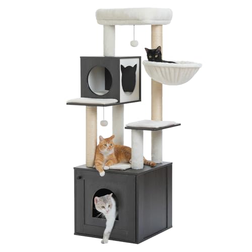 PETEPELA árbol para gatos 2 en 1 con caja de arena 57.5'' miniatura 1