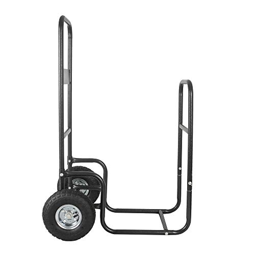 Leadallway Firewood Log Cart Carrier With 2 Pheumatic Wheels,Labour-Saving Wood Stove Accessories Tools thumb #6