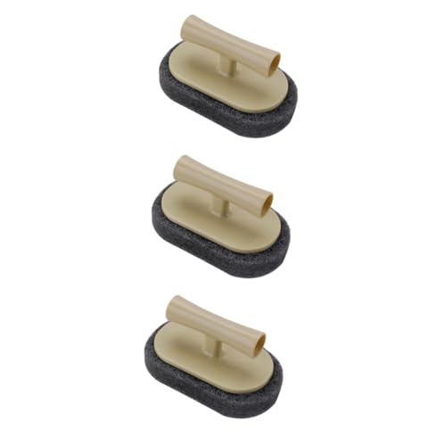 PartyKindom 3pcs Kitchen Cleaning Brush with Handle Durable Scouring Pad for Dishes Sinks and Stoves Household Scrubber for Tough Messes Beige