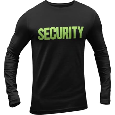 NYC FACTORY Men's Long Sleeve Security T-Shirt (Black/Neon,) Cover