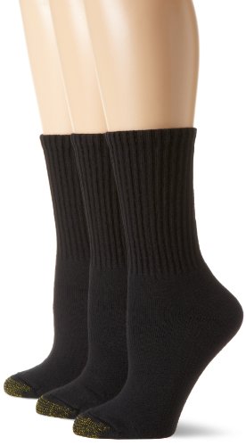 Gold Toe Women's Ultratec Crew Socks, 3 Pairs, Black, Shoe Size: 6-9