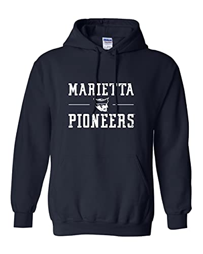 CreateMyTee | Marietta Pioneers Logo Distressed Hooded Sweatshirt