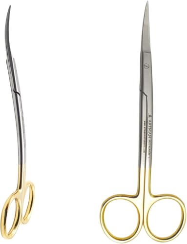 ARTMAN INSTRUMENTS Double Curved Scissors 4.5 Inch – Tungsten Carbide Inserts, Gold-Plated Handle, LaGrange Design |Dental, ENT, Eye, Dermal Scissors | Embroidery, Applique, and Fabric Stitching