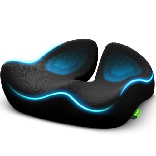 AUVON Konturierte Sitzkissen Orthopädisch für Steißbein, Ischias Druckentlastung, Sitzkissen Bürostuhl Ergonomisch für Büro Auto Zuhause Langzeit-Sitzkomfort, High-Density Memory Foam Steißbeinkissen AUVON Konturierte Sitzkissen Orthopädisch für Steißbein, Ischias Druckentlastung, Sitzkissen Bürostuhl Ergonomisch für Büro Auto Zuhause Langzeit-Sitzkomfort, High-Density Memory Foam Steißbeinkissen