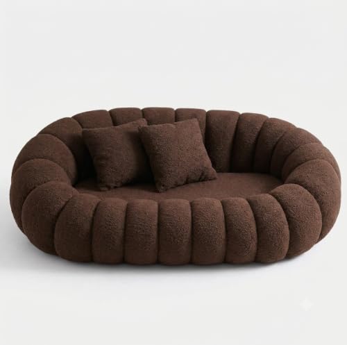 Image of CRAFTCITY 2 Seater Pumpkin Sofa /Loveseat with Accent Pillows |Living Room Couch