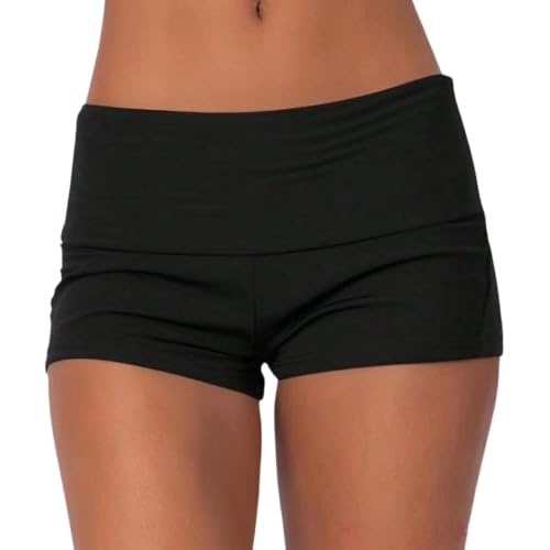 Image of Women Fold Over Mini Shorts Y2K Lounge Pajama Bottoms Low Rise Booty Shorts