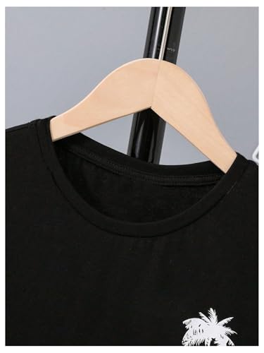 Image of SOLY HUX Boy's Graphic Tees Palm Tree Print Short Sleeve Crew Neck Summer Trendy T-Shirts Clothes for Teen Boys