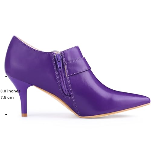 Allegra K Women's Flower Pointy Toe Side Zip Stiletto Heels Ankle Booties2