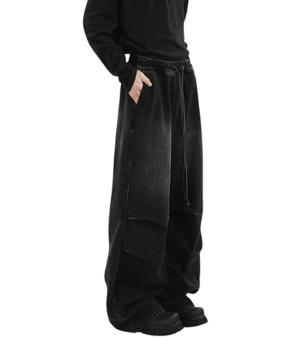 Cargo Jeans for Women Men Elastic Waist Baggy Jeans High Waisted Pants 90S Vintage Streetwear Grunge Clothes3