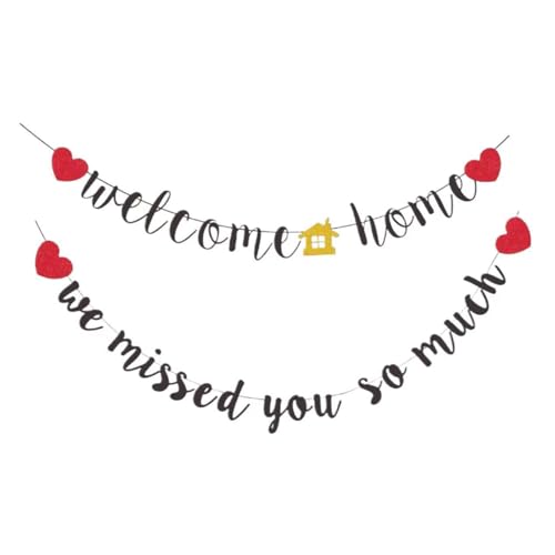 Cartel de bienvenida a casa – Cartel de bienvenida preencordado con texto en inglés "We Missed You So Much" para regreso al ejército militar, decoraciones de fiesta de regreso a casa para mujeres y