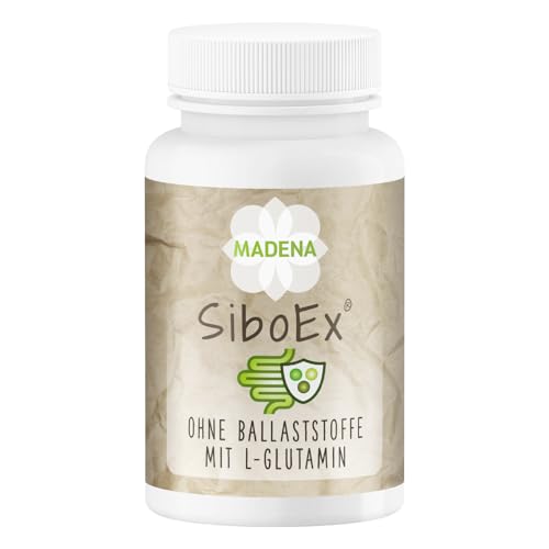 MADENA SiboEx Darmbakterien-Komplex ohne lösliche Ballaststoffe, 60 Kapseln mit 10 Bakterienstämmen (20 Mrd.) inkl. Bacillus coagulans, subtilis & clausii und L-Glutamin, vegan