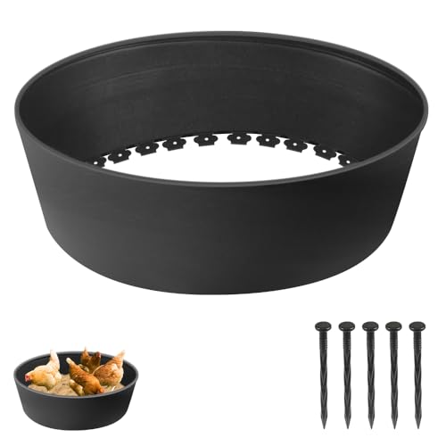 Kalekey Chicken Dust Bath Tub Adjustable 25 Chicken Dust Bath Contain Bottomless Design Dust Bath for Chickens Ducks Turkeys Quails for Farms Chicken Coops (Black)