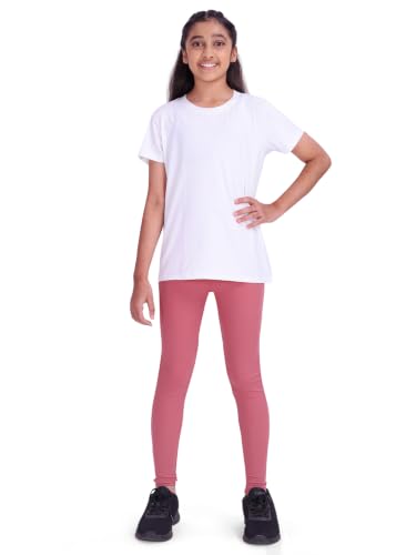 Image of Girl's Active Sports Wear Solid Short Sleeve Running Workout Tshirts Athletic Tops Lightweight Quick Dry Training Yoga Round Neck Tshirt (4 to 14 YRS)
