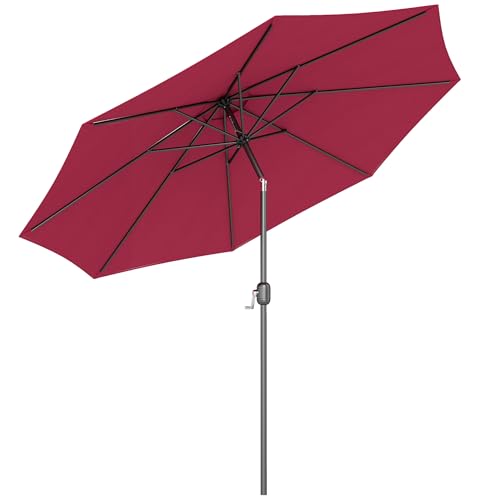Outsunny Parasol de jardin extérieur Parasol droit inclinable Ø 3 m en métal Rond Polyester...