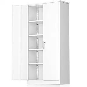 Greenvelly White Metal Storage Cabinets 72 Garage Steel Storage Cabinet with Doors and Shelves, Metal Tool Cabinet, Steel File Cabinet for Home Office, Basement, Warehouse, Classroom?Anti Ttipping?