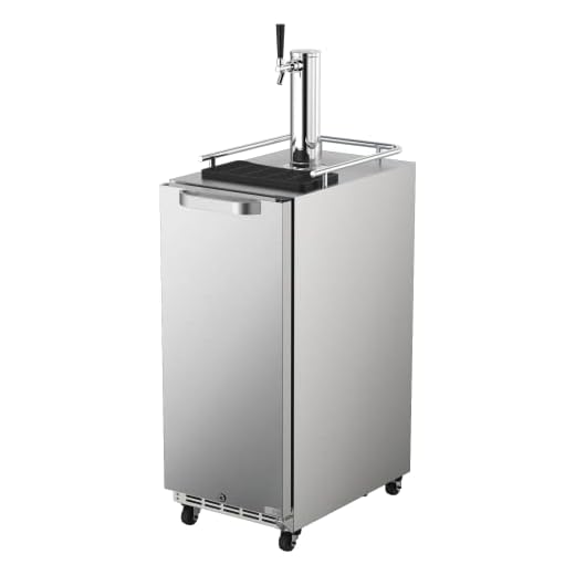 HCK 15 inch Universal Beverage Refrigerator and Full Size Outdoor Kegerator 2 in 1, Keg Beer Cooler for Beer Dispensing with 1 tap, Complete Accessories, Digital Control, Auto Defrost and SUS304 Door