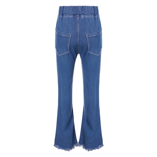 Kids Girls High Waist Bell-Bottomed Flared Jeans Frayed Raw Hem Denim Pants Casual Wear2