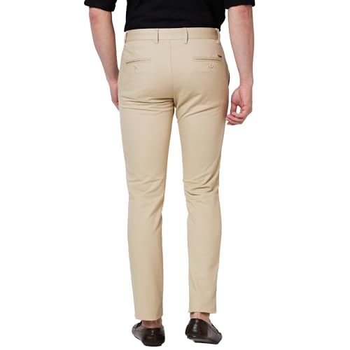 Image of Parx Men's Cotton Blend Solid Pattern Low Rise Tapered Fit Flat Front Casual Trouser