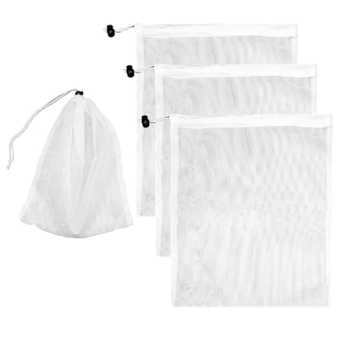 4 Pièces Blancs Sac Filtrant Piscine, Sac Filtrant Aspirateur Piscine Sacs en Maille, Sacs de Nettoyage de Piscine avec Cordon Verrouillage, Sac Filtrant...