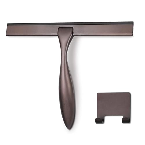 Image of Hiware All-Purpose Shower Squeegee for Shower Doors, Bathroom, Window and Car Glass - Bronze, Stainless Steel, 10 Inches