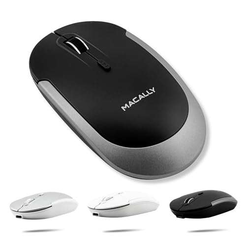 Image of Macally Wireless Bluetooth Mouse for Mac, MacBook Pro /Air, iPad, Laptop, and PC - Quiet Click and Comfortable Apple Wireless Mouse - Rechargeable - Space Gray