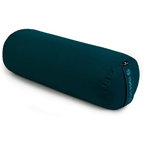 Yoga Studio Yoga Bolster | European Organic Buckwheat | (GOTS Certified) | Removable Washable Cover - Teal Cover
