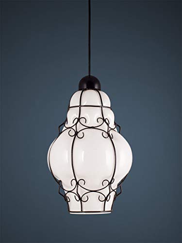 Helios Leuchten Pendelleuchte Landhaus | Lampe Leuchte Orientalisch | Arabische Hängelampe Deckenleuchte Glas weiss… – Bild 4