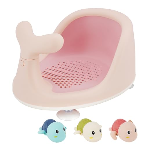 Image of Baby Bath Seat for Bathtub - Baby Bathtub Seat for Babies Sitting Up, with 3 BathToys, Breathable & Elastic Mesh Silicone Cushion with Back Support & Strong Suction Cups