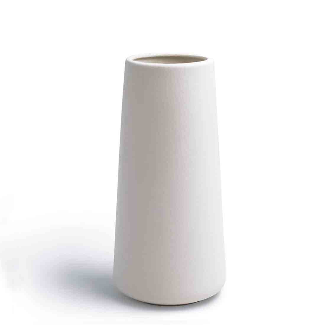 Nordic Ceramic Bud Vase White Frosted Matte 5.9in Modern Minimalist
