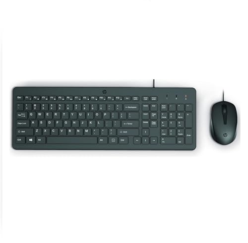 HP 150 Combo Tastiera e Mouse con cavo USB da 100 cm, Indicatore...