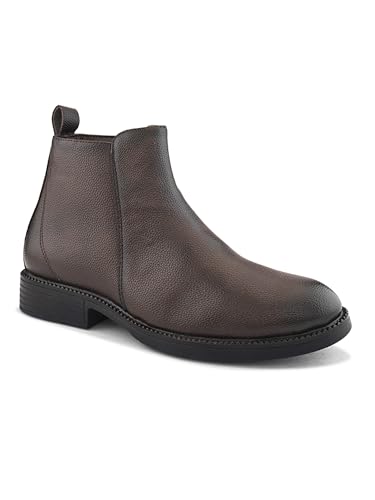 Image of STANPHORD Men Chelsea Ankle Boots | PU Zip Closure | Solid High-Top Casual Semi-Formal | Cushioned Insole | Office Outdoor Travel Wear (TPSL S16)