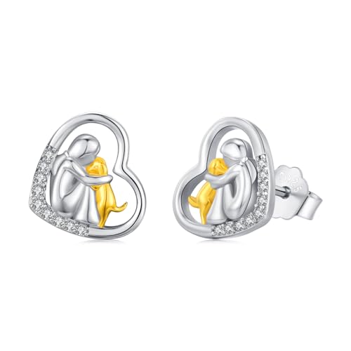 Image of 925 Sterling Silver Dog Earrings Cute Animal Puppy Stud Earrings Dog Jewelry Gifts for Women Girls Pet Lover Hypoallergenic Earrings for Sensitive Ears