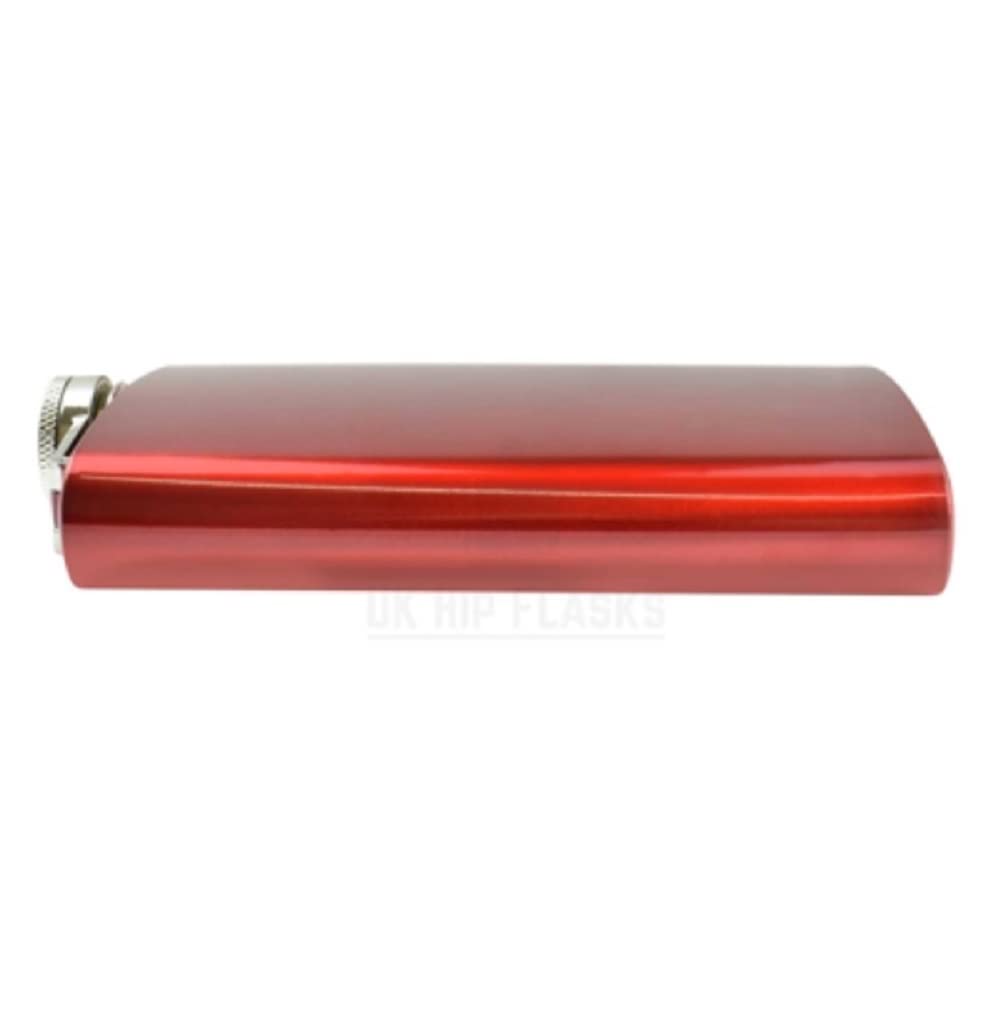 8oz (225ml) Coloured Stainless Steel Hip Flask (Red) - Image 3