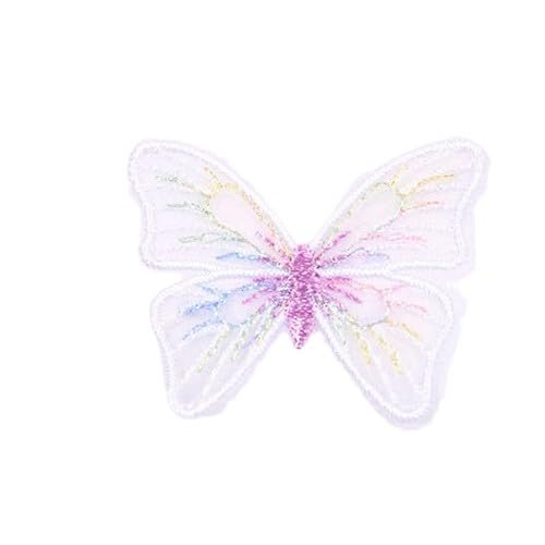 Parches de Bordado 50 Parches Bordados de Mariposa 5 x 4 cm, Apliques Encaje for Planchar en Ropa, Grandes for Coser Vaqueros y Chaquetas(White)