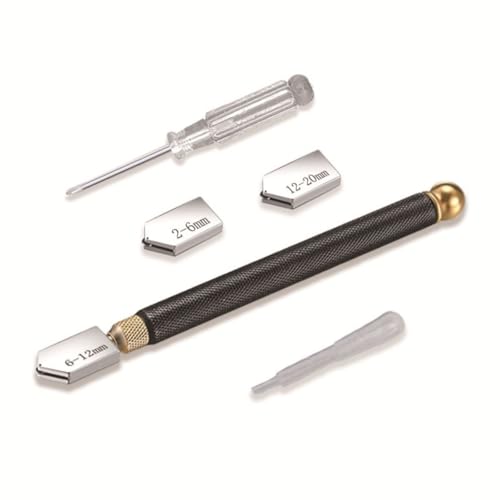 HRLORK 5 Pcs Glass Cutter Kit 2mm-20mm Glass Cutting Tool Set for DIY Crafts Cutting Tiles Mosaic Bottles Mirrors