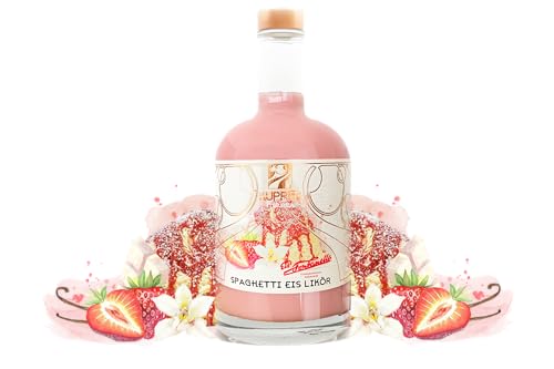 Kupper Spaghetti-Eis Likör Cremiger Sahnelikör mit Erdbeere Vanille & weißer Schokolade 17% Vol. 500 ml Original mit Dario Fontanella Handgemacht in Deutschland Premium Likör für Cocktails