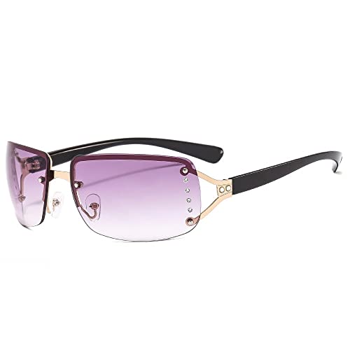 Lunettes de soleil classiques carrées violettes protection UV400 totale pour femme à strass