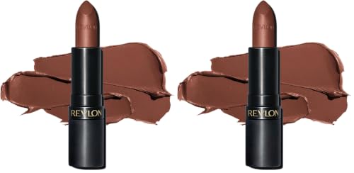 Image of REVLON Super Lustrous Luscious Matte Lipstick, 80% Conditioning Ingredients, intance color, Waterproof, Long-Lasting, 100% Vegan Lipstick, Hot Chocolate (013), 4.25 gm (Pack of 2)