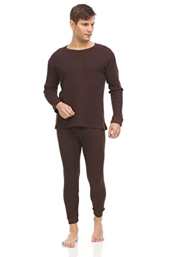 BILLIONHATS 6 Pack of 2pc Thermal Sets for Men, Base Layer Long Johns Underwear, Top & Bottom, Cotton, Solid Colors3