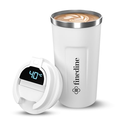 FineDine Insulated Mug, Vacuum Insulated Travel Coffee/Tea Mug with Temperature Display, 8 Hours Hot and 14 Hours Cold, 500 ml, White, Stainless Steel (B0D321SY2L) Amazon Price History, Amazon Price Tracker