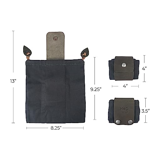 Image of Hide & Drink, Foraging Pouch (Collapsible) for Hiking, Treasures & Seashells Bag, Easy Looping Around Belts, Grocery Storage, Waxed Canvas, Handmade