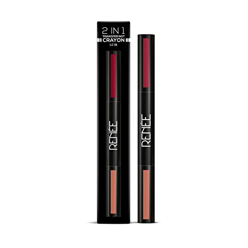 Image of RENEE 2 In 1 Transfer Not Crayon LC 01, 4gm| Long Lasting & Smudge Proof Formula| Matte Lip Color with 1 Light & Dark Shades| Enriched with Shea Butter