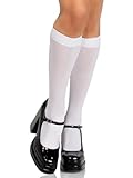 Leg Avenue Women's Nylon Knee High Socks, White Opaque, One Size