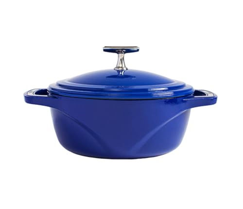 Image of Lodge USA Enamel 4.5 Qt Enameled Cast Iron Dutch Oven - Cast Iron Cookware - Dutch Oven Pot with Lid - Smoothing Sailing Color - 4.5 Qt Capacity