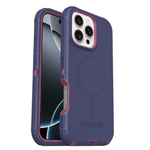 Image of OtterBox iPhone 16 Pro Max (Only) Defender Series MagSafe Case - Regatta Rose (Purple & Pink) - Built-in Magnets - Screenless - Rugged & Durable - with Port Protection