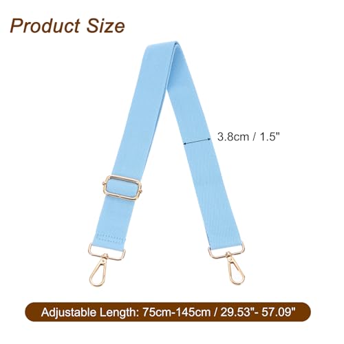Image of uxcell Wide Shoulder Strap, 3.8cm Adjustable Purse Strap Replacement Crossbody Strap for Shoulder Bag Handbag, Sky Blue, Light Gold Pull Core Buckle